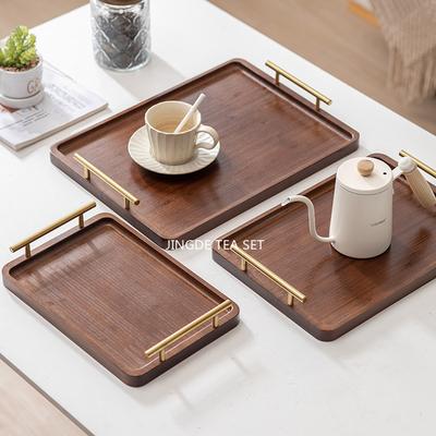 1PCS Bamboo Tray Tea Tray Rectangular Household Tea Cup Holder Bamboo Dark Retro with Handle Cake Vegetable Storage Plate
