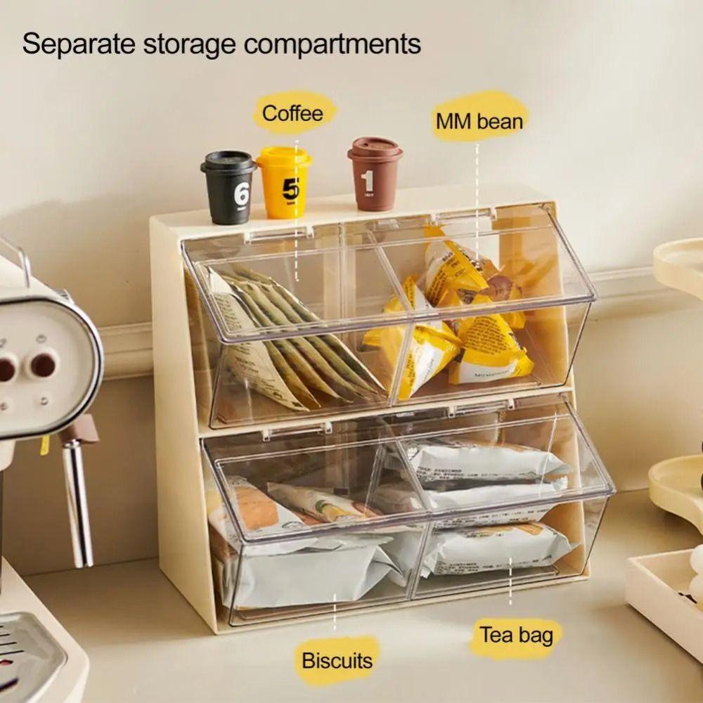 Dustproof Tea Bag Storage Box Large Capacity Coffee Pod Holder Durable Desktop Storage Box  Bar