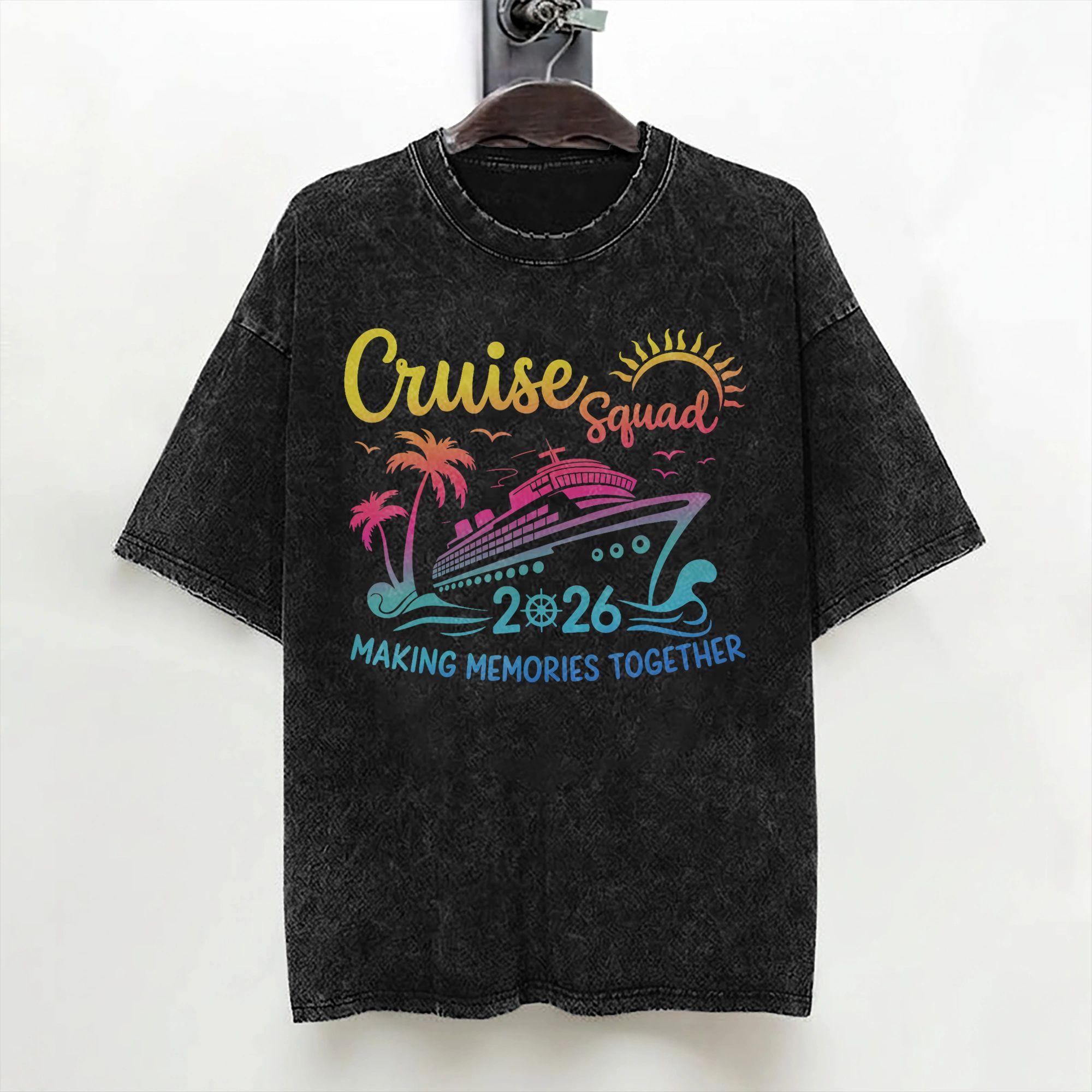 Cruise Squad 2026 Summer Vacation Matching Family Cruise T Shirts Washed 100 Cotton TShirts for Men Women Summer Tee Shirt S