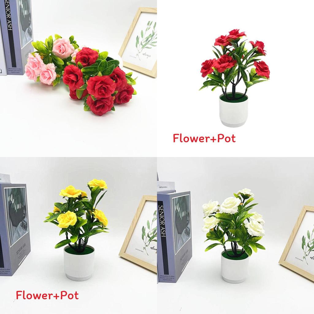 Romantic Rose Bonsai Artificial Plant For Valentines Day Gift And Indoor Decoration With Durable Material