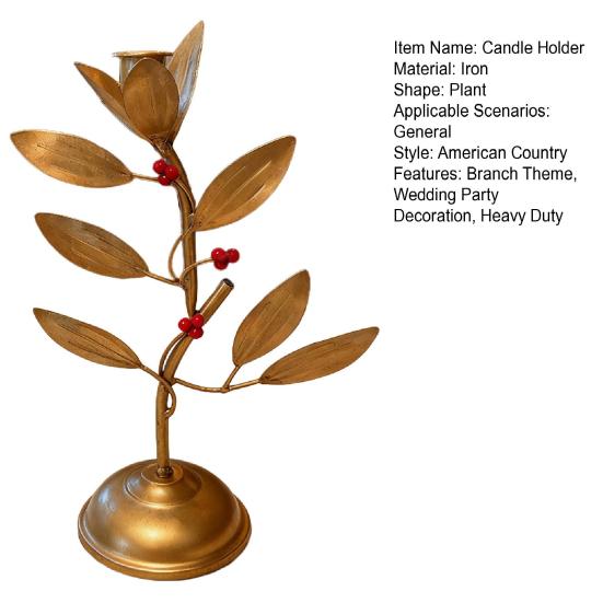 Iron Art Branch Candle Holder Vintage Metal Leaf Candlestick Home Living Room