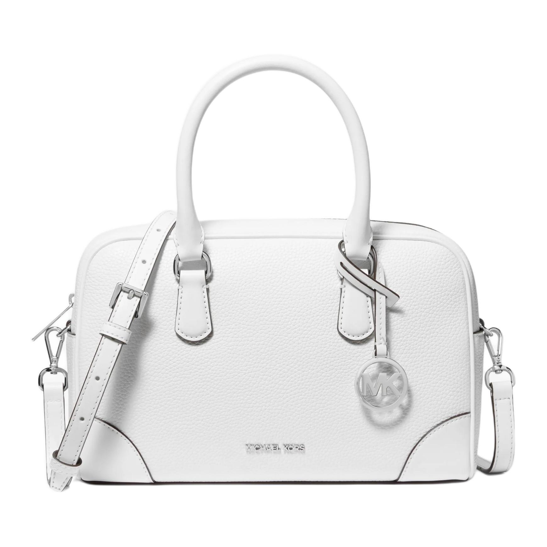 

Michael Kors MK Thompson Metal Ornament Leather And Synthetic Leather Shoulder Crossbody Handbag Medium Women handbags White 35S5S7OS6L-OPTICWHITE Shopping Bag Set(Basic Set+Shopping Bag)