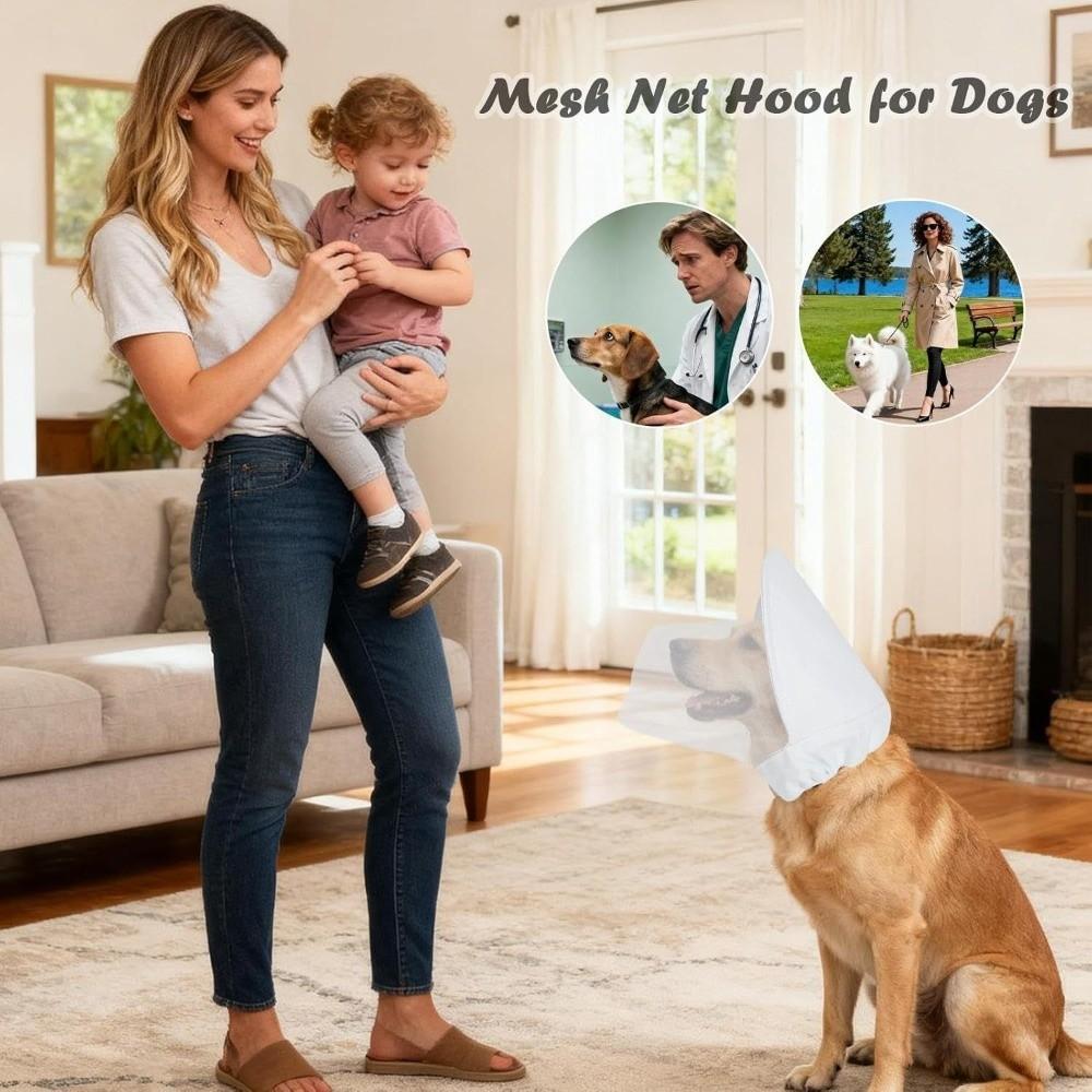 Nätmask för Hund Skydd mot Myggbett Förhindrar Bitande och Ätande Valpskydd Andningsbar Vindtät
