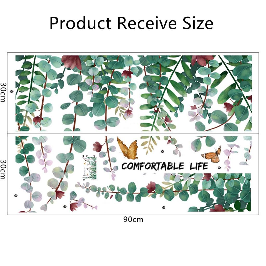 Stilvolles Grünes Blatt und Ranke Wand Nordisch Pastoral Perfekt für Wohn- und Wand-Schlafzimmer-Wandaufkleber Aufkleber, Landschaft, Abziehbar, Niedrig wachsende Blätter,