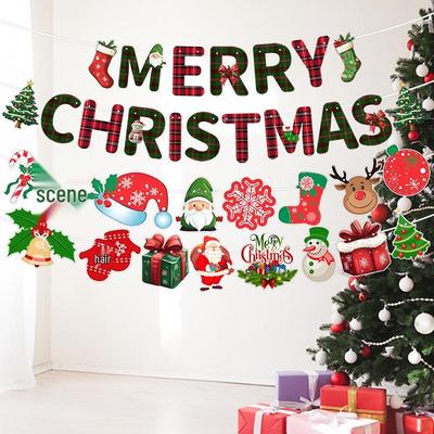 Cross-Border Christmas Garland Flag Banner for Party Decoration