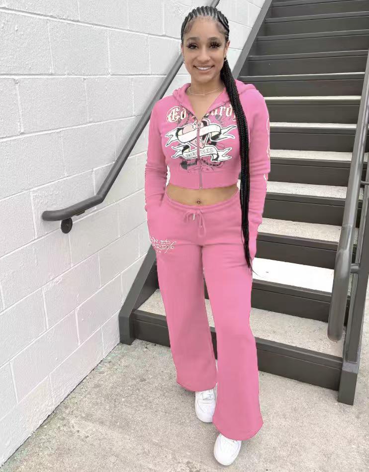 European and American Women's 2024 Casual Street Print Two-Piece Suit - Multicolor Girlfriend Set