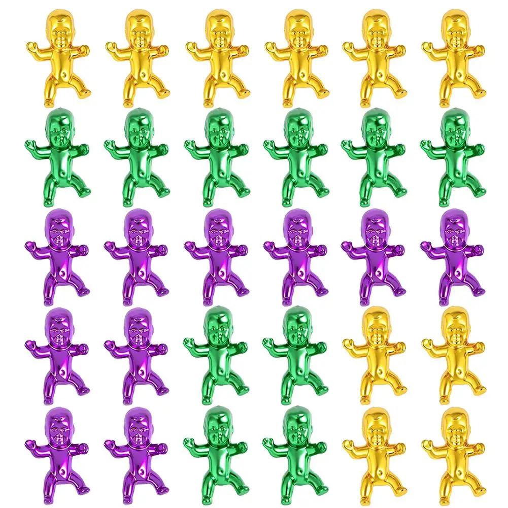 

30PCS King Cake Babies Miniature Figures Plastic Mardi Gras Decorations for Baby Showers Gender Reveal Party Favors G6M5