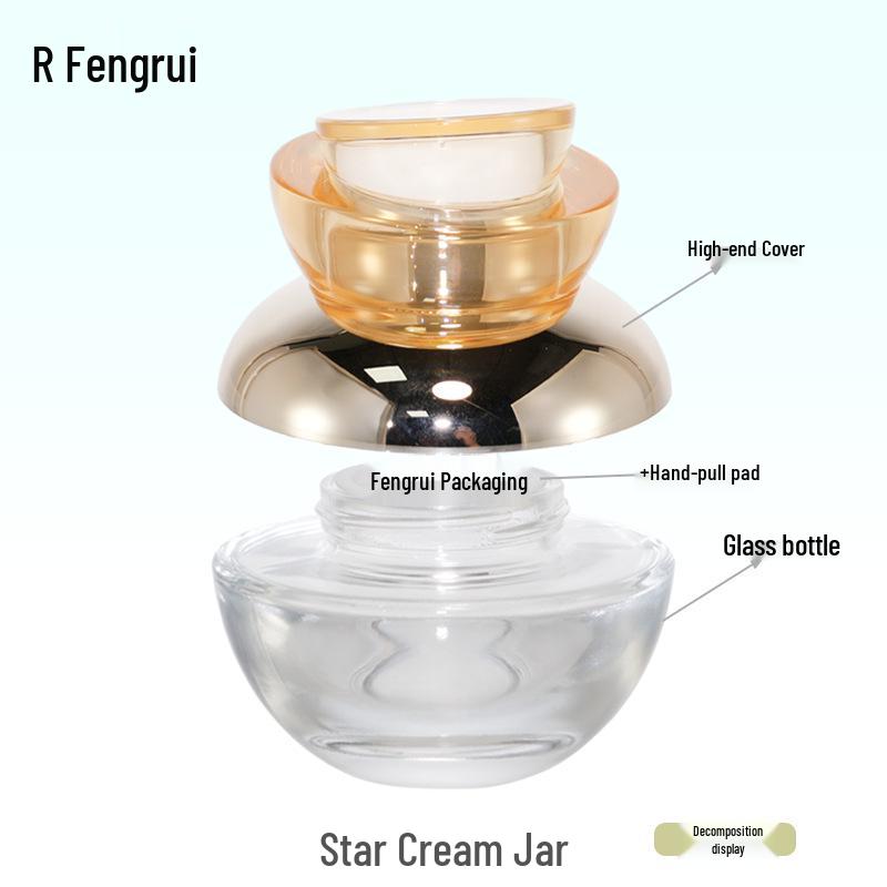 Glass Cream Jar and Serum Lotion Set with Irregular Lid - Available in 30/50g, 40/100/120/150ml Sizes