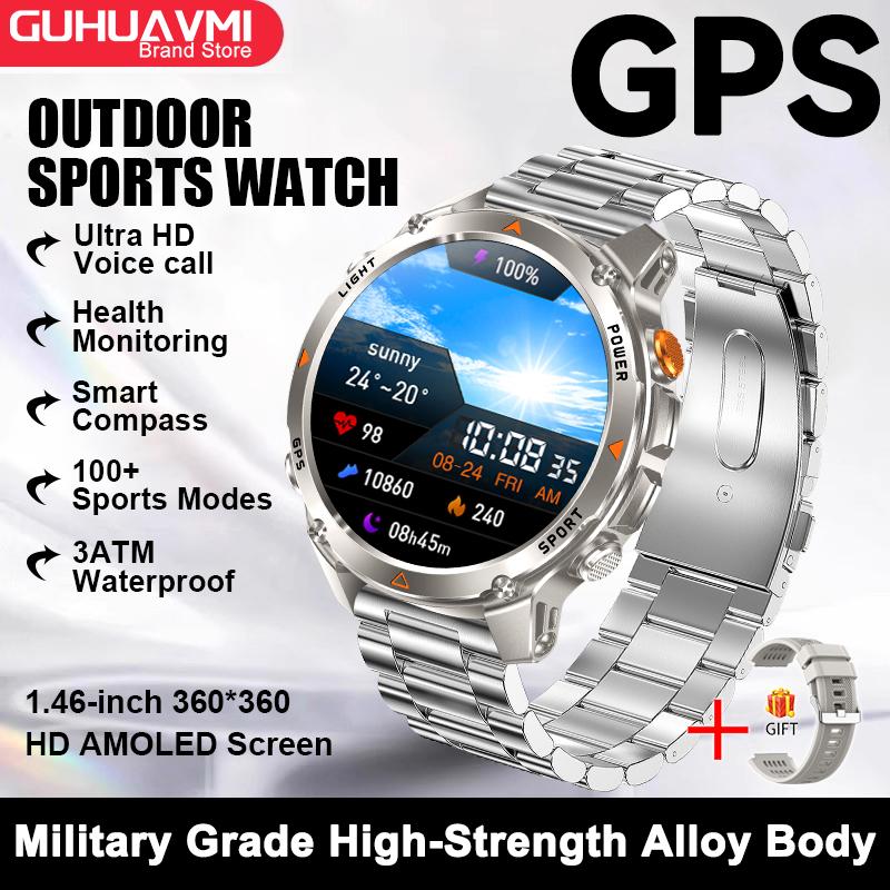 New Military Outdoors BT Call Smart Watch Built-in GPS Compass Barometric Altimeter 10ATM Waterproof Sports Smartwatche Men
