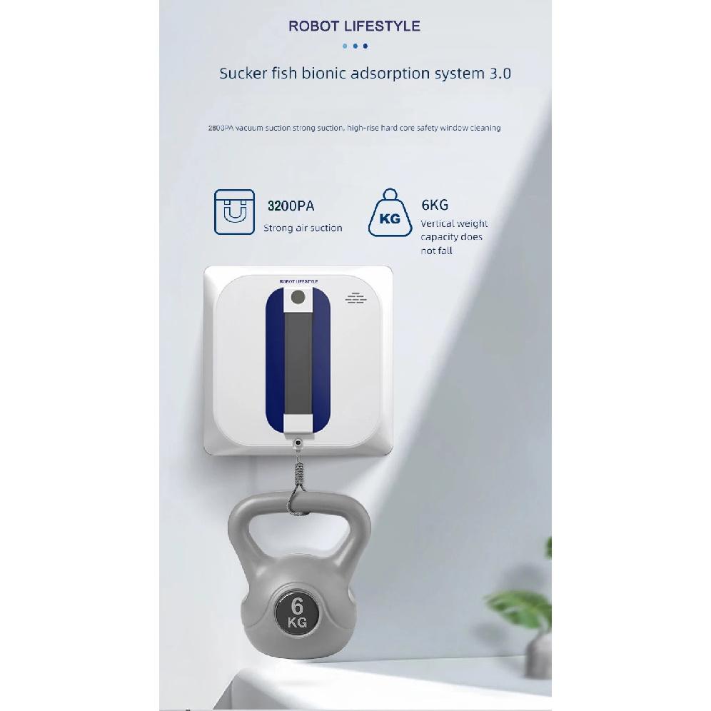 2026 Window Washer Robot Automatic Spray Water Robotic Glass Cleaner, 3200Pa Suction, Tuya APP Remote Control, Voice Prompt