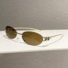 New elliptical frameless metal temple YK knot women's sunglasses personalized street shot Internet celebrity sunglasses
