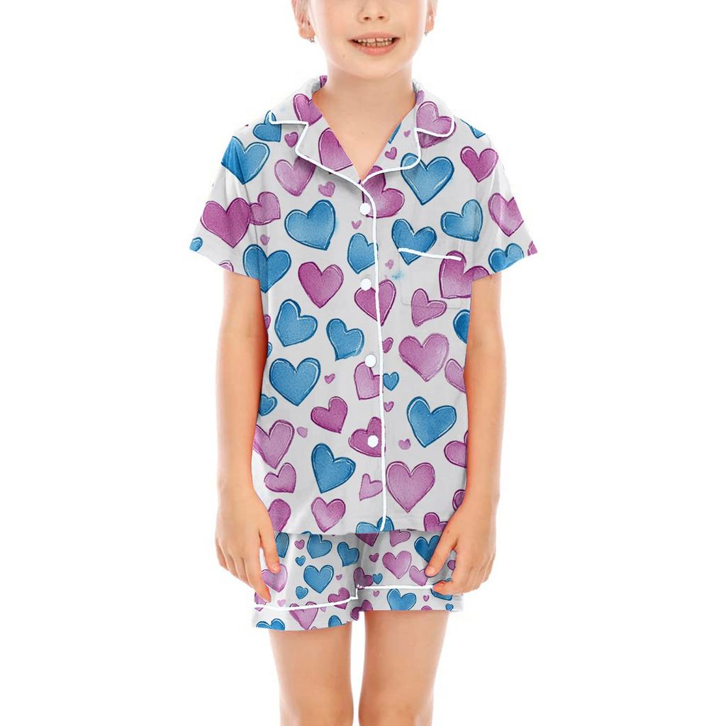 Dětské pyžamo Módní dvoudílná sada košile a šortek Měkká sváteční ležérní oděvní sada