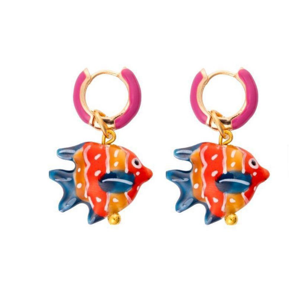 Starfish Charms Ear Buckle Lip Hoop Earrings Simple Enamel Fish Earrings  Party