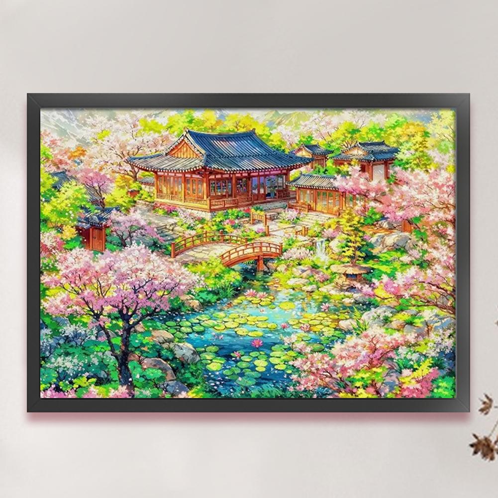 Full Embroidery Eco-cotton Thread 11CT Printed Garden Cross Stitch Kit 60*45cm Creative Easter Decor Home Handmade Art Crafts