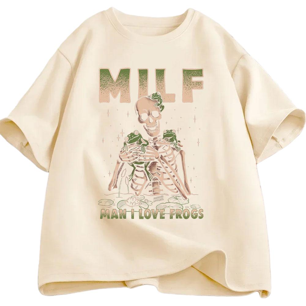Milf Mann Ich Liebe Frösche Lustiges Skelett Labyrinth T-Shirt Sommer Herren Damen Lässig Baumwolle Mode Streetwear Y2K T-Shirt Top