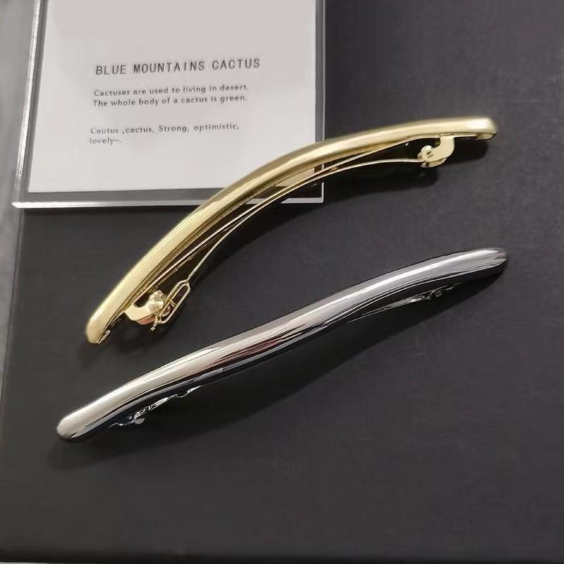 Agrafe de păr noi pentru femei, vintage, simple, aurii, tip barretă lungă, metalice, cu formă neregulată, agrafă de păr pentru doamne, netedă, cu clips cu arc, agrafă de păr