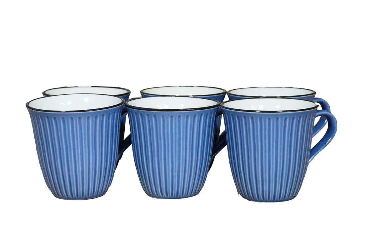 

[Amazon.co.jp Exclusive] [Commercial Set] Fluting Mugs, Blue, Set of 6