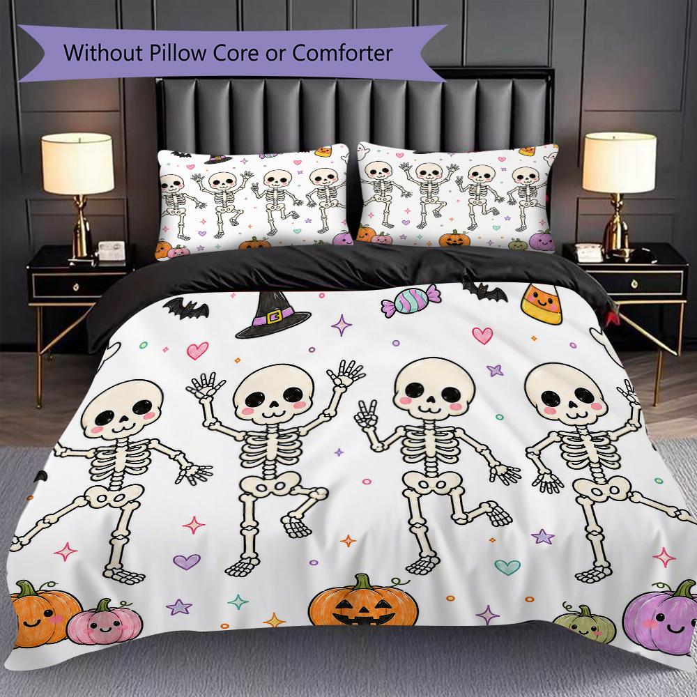 1PC Halloween theme pattern Bedding Quilt Set Quilt Cover Pillowcase Home Decoration Birthday Gift (1 * duvet cover + 2 * pillowcase, without core)