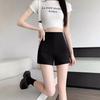 Women's High Waist Slim Fit Black Summer Shorts