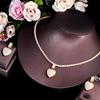 CMM CZ Zirkon Brasilianische Gold Farbe Herz Form Anhänger Halskette und Ohrring Mode Frauen Hochzeit Schmuck-Set
