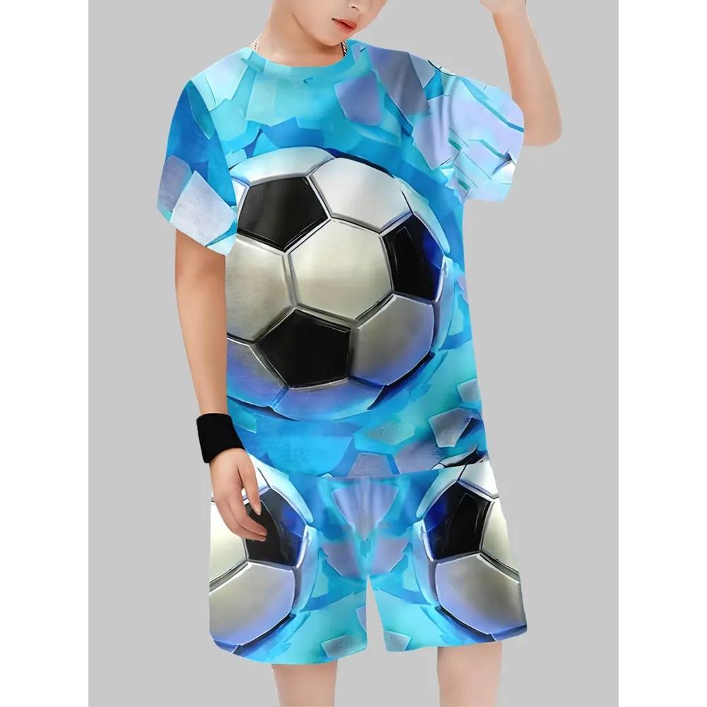Summer Cartoon Creative Fun Pattern Children's Summer Fashion Comfortable Soft Breathable Short Sleeved Two-piece Set