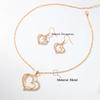 3Pcs/Set Heart Shaped Jewelry Set Of Earrings Pendant Necklace For Women Party Exquisite Fashion Rhinestone Double Heart Peach Heart Jewelry Set