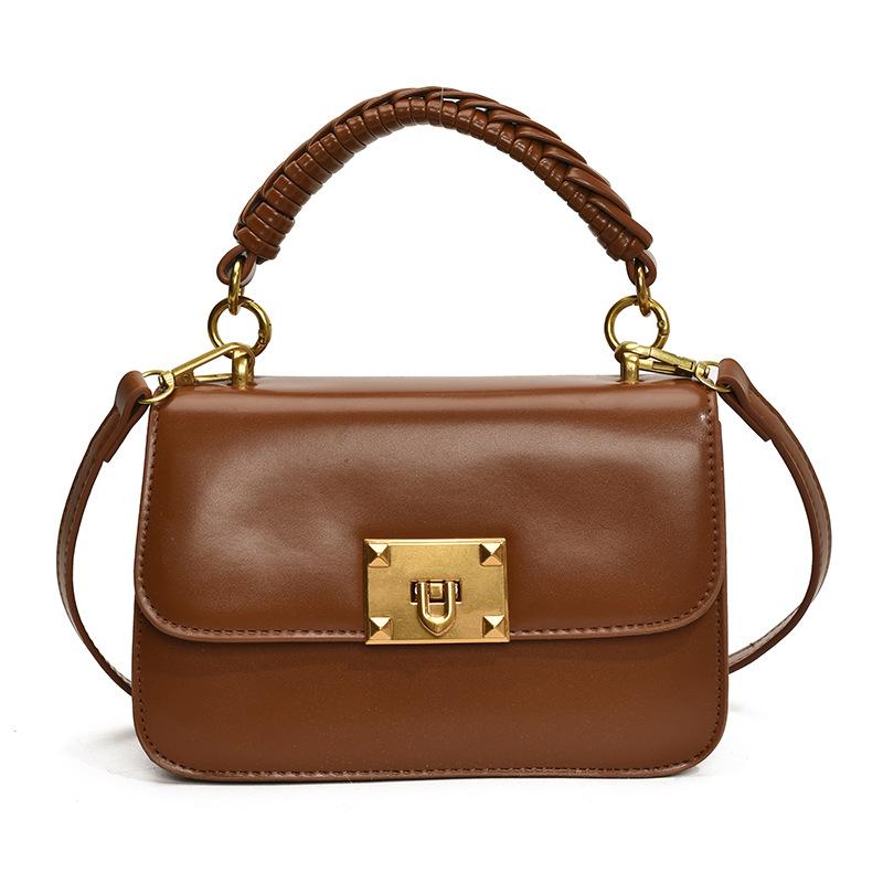 

French retro minimalist high-end foreign style hand carry small square bag women s leisure business commuter style versatile messenger bag коричневий