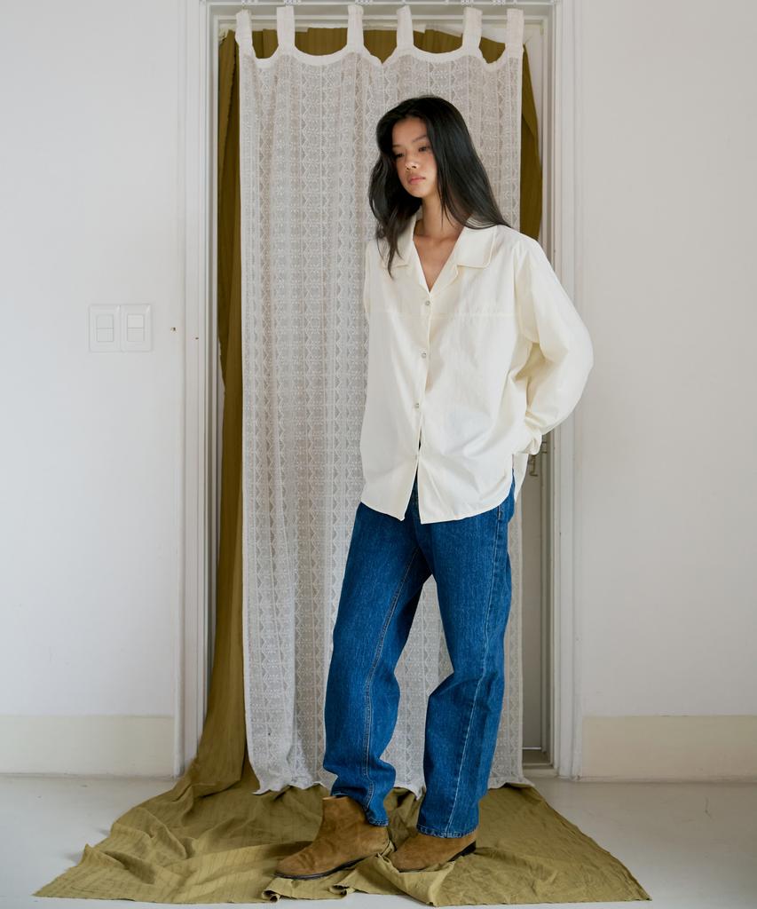 Poeteuseoul Double Collar Shirt_Cream