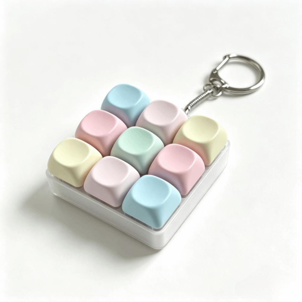 9 Keys Keycap Fidget Keychain Key Cap Clicker Mechanical Keyboard Keychain Adults