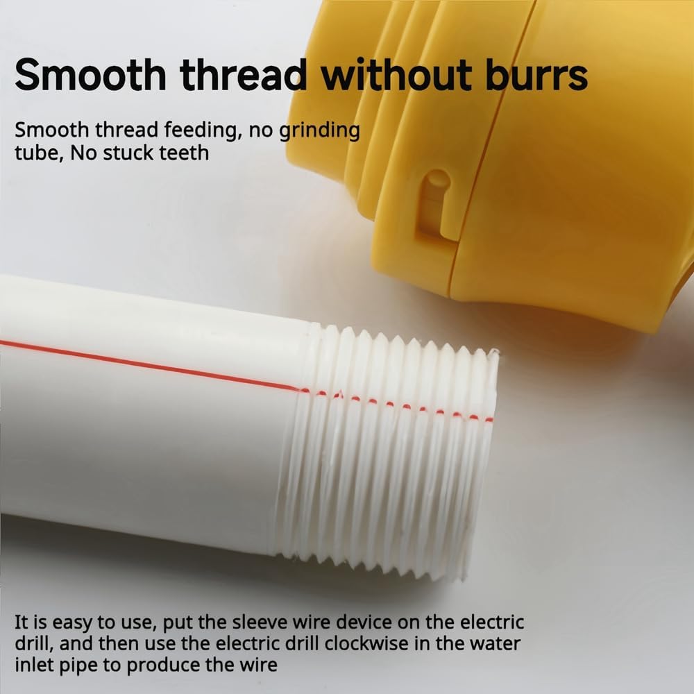 Electric Drill Compatible Pvc Pipe Threader Kit, Pipe Threader Plumbing Tool, Pipe Thread Maker Tool for Cutting Threading with 3 Dies, Plastic Tap