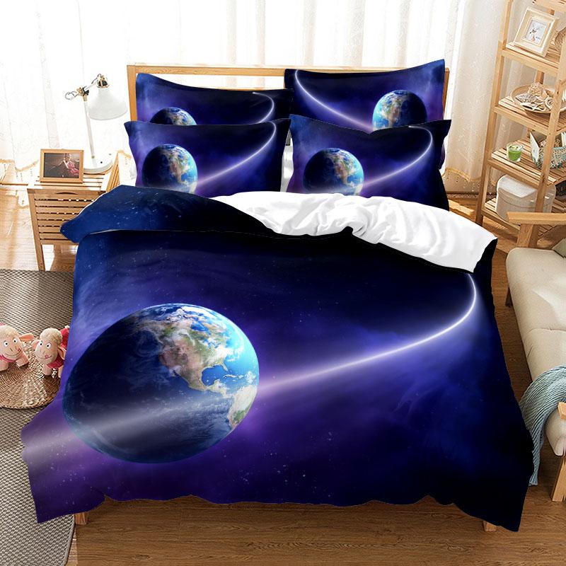 Planet Bedding Earth Duvet Cover Set 3D Digital Printing Bed Linen Fashion Polyester Comforter Cover Bedding Sets King Full Size