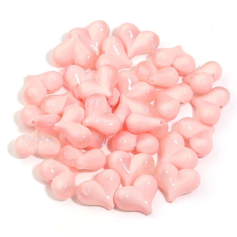 

5pcs/lot Colorful Glitter Heart Shape Beads Big Hole Loose Spacer Acrylic Beads For DIY Charms Bracelet Phone Chains Accessories светло-розовый