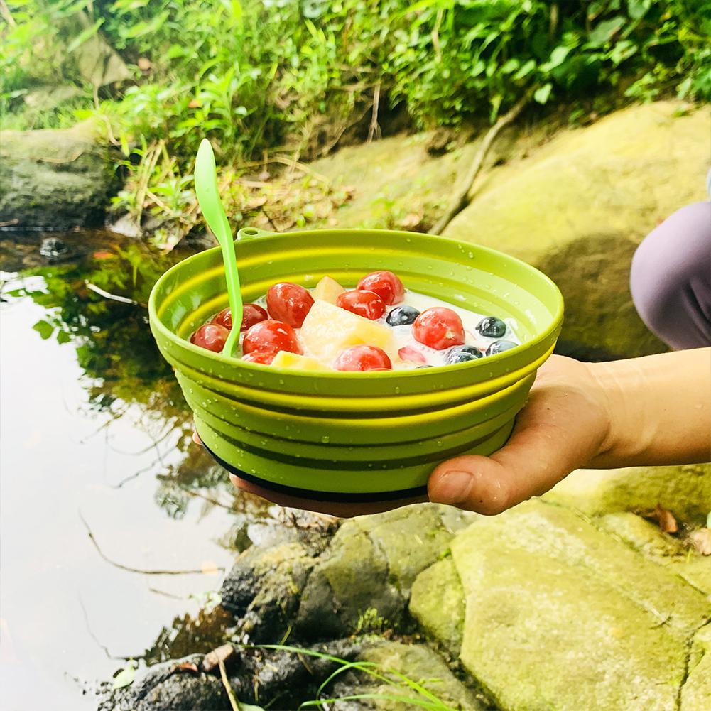 Outdoor faltbarer Topf mit 2 faltbaren Schüsseln, hitzebeständiger Kochtopf, Geschirr, Edelstahl für Wandern, Rucksacktouren