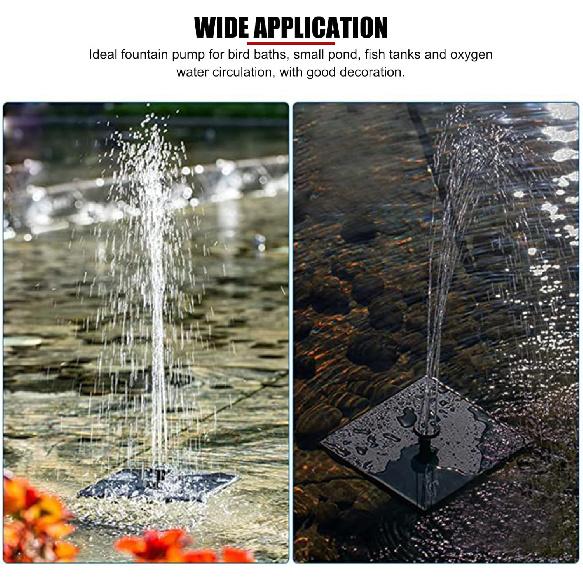 Solar Bird Bath Fountain Pump, 7V 1.4W Solar Water Pump Monocrystalline Silicon Square Floating Outdoor Waterscape Fountain