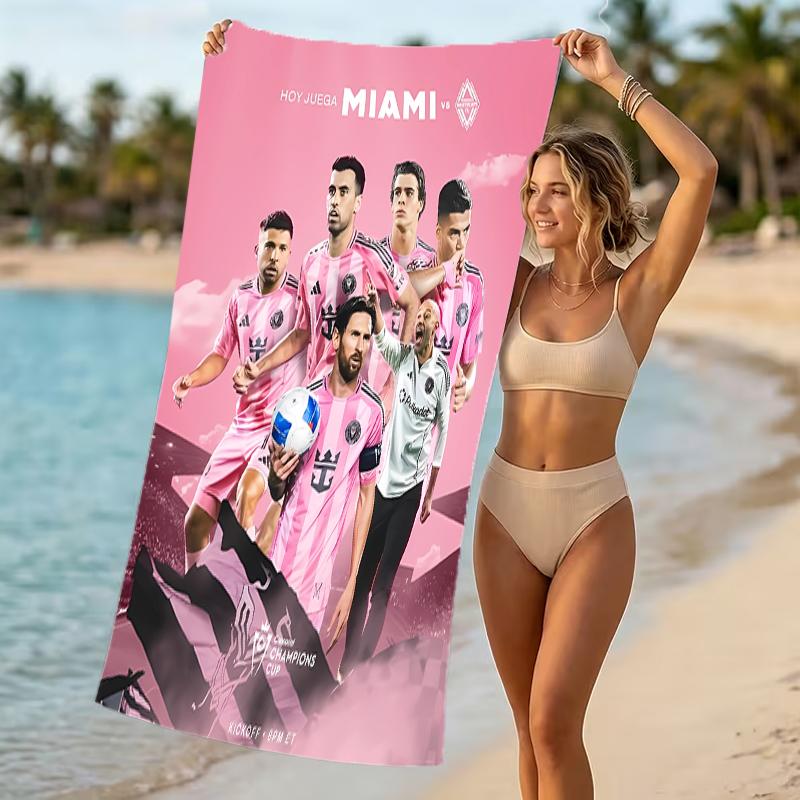 Beach Towel with Inter Miami CF Pattern - soft,absorbent,machine washable Lightweight&Modern,swimming,Travel Essentials