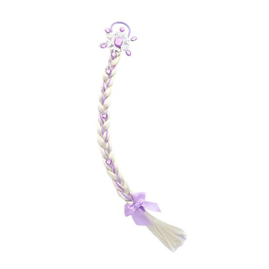 Kids Ponytail Extension with Hair Tie Rhinestone Snowflake Bow Halloween Costume Party Girls Wrap Around Synthetic Long Ponytail Hair Extension
