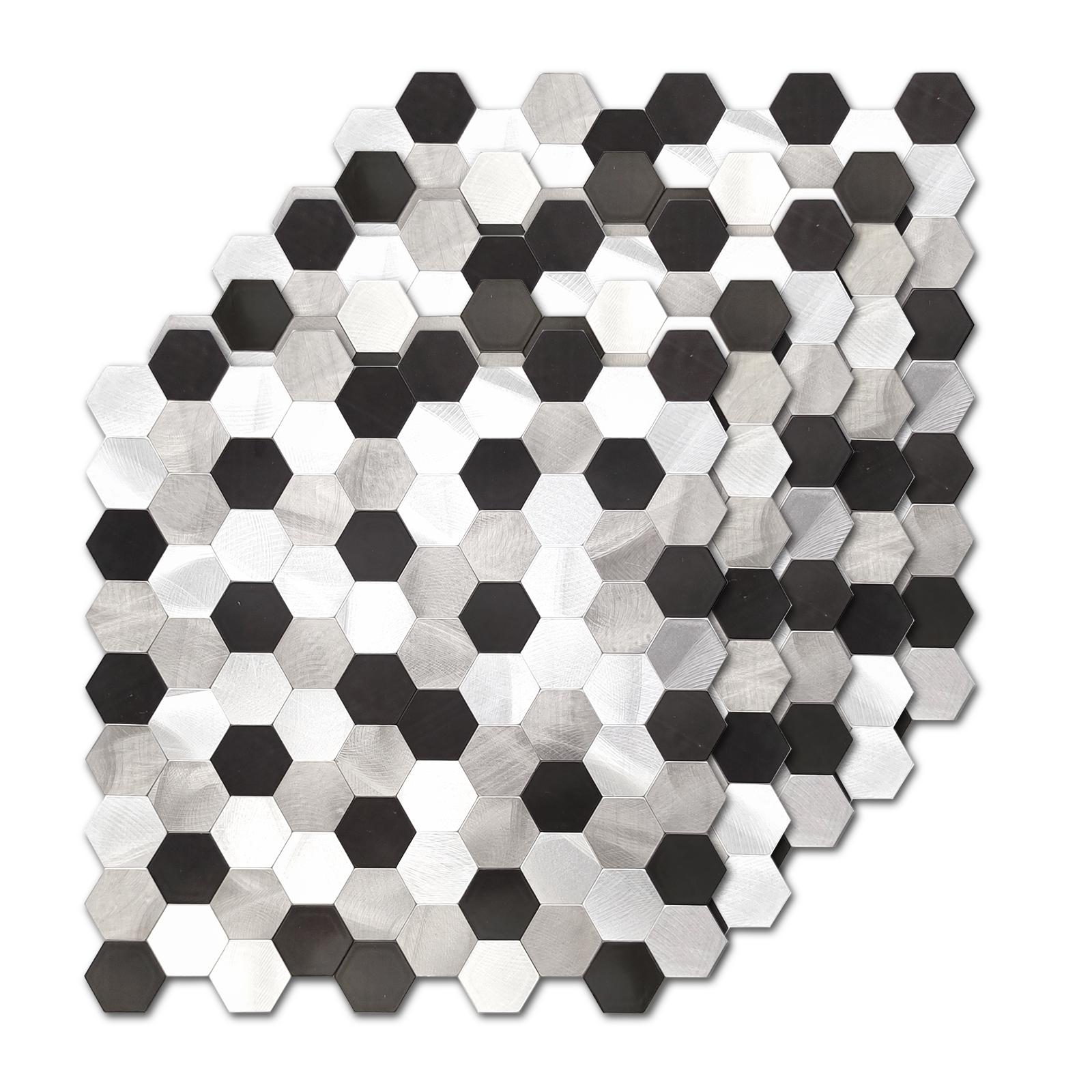 

5 листов алюминиевого металлического фартука, кожура и палочка, художественная 3D-стена, наклейка для плитки на кухне, в ванной, камине, черный и белый