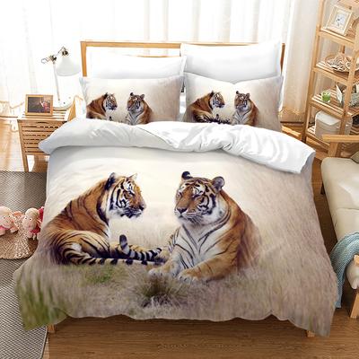 Tiger Bettwäscheset Wilde Tiere Wald 3D-Druck Gemütlich Weich Bettbezug Set King Queen Twin Größe Geburtstagsgeschenk Schlafzimmerdekoration