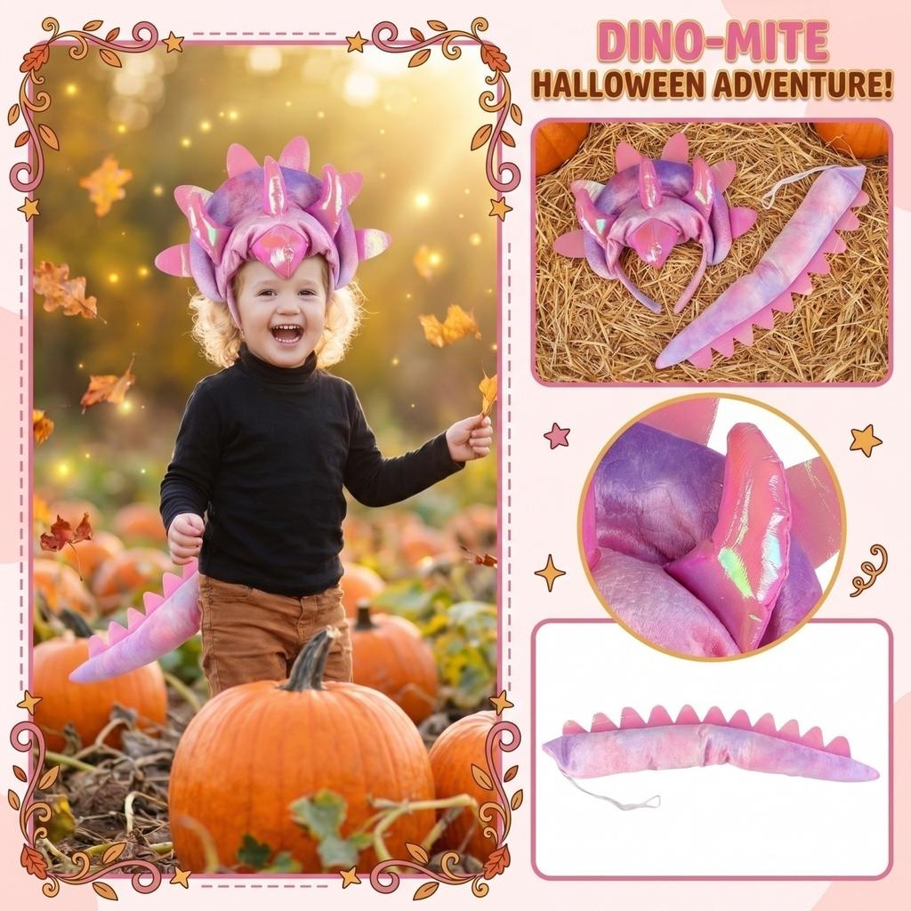 Costume Set for Kids - Headband and Tail 2-Piece for Halloween Dress Up