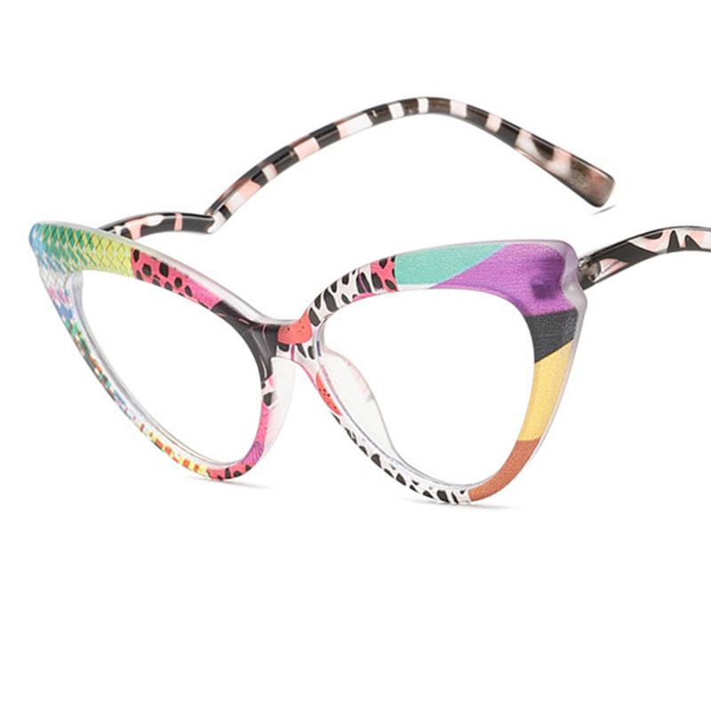 Chic Cat Eye Reading Glasses Women Anti Blue Light Luxury Computer Presbyopia Eyewear Colorful Patchwork Frame