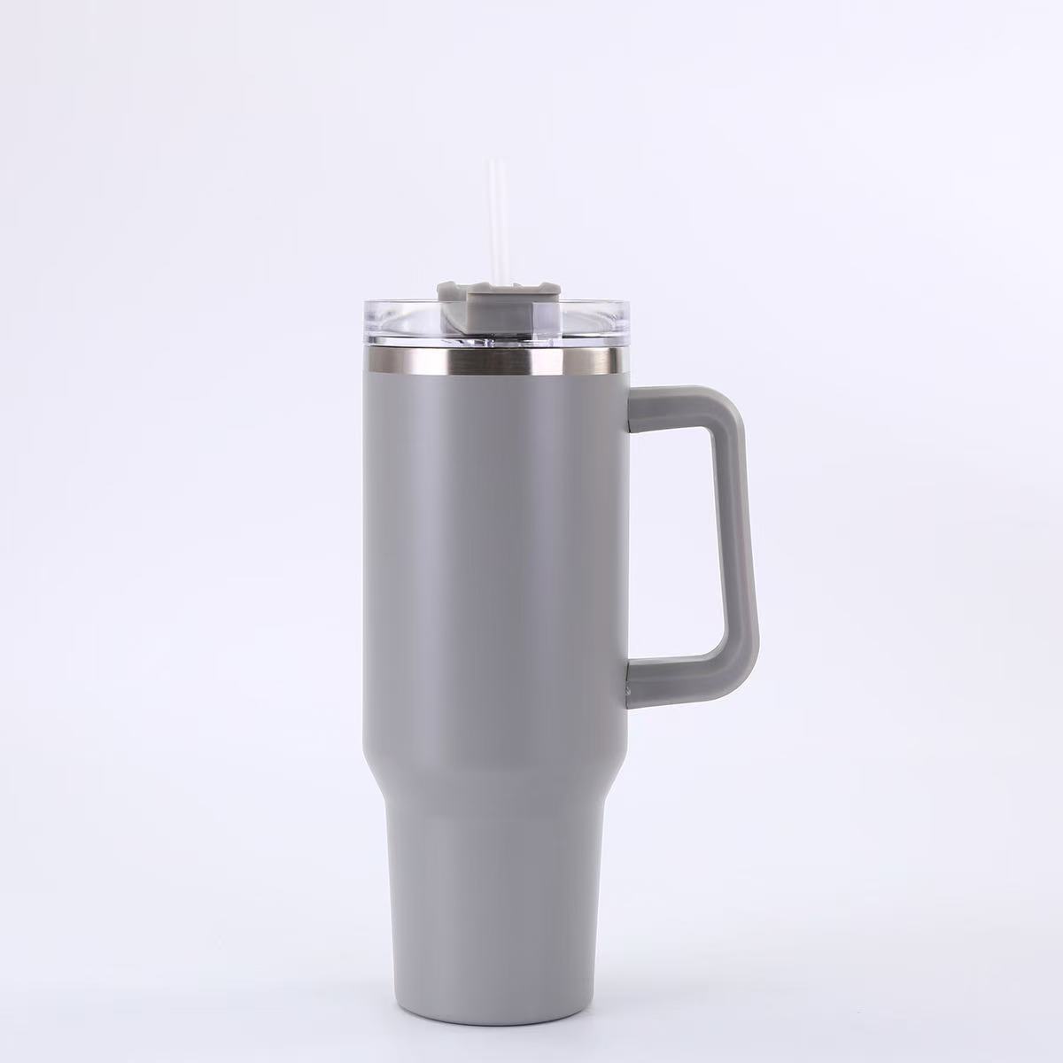 

40oz 1200ML Insulated Tumbler w/Handle & Straw, Double Wall Thermal Cup, Travel Coffee Mug, Gift 1000-1500ml сірий колір
