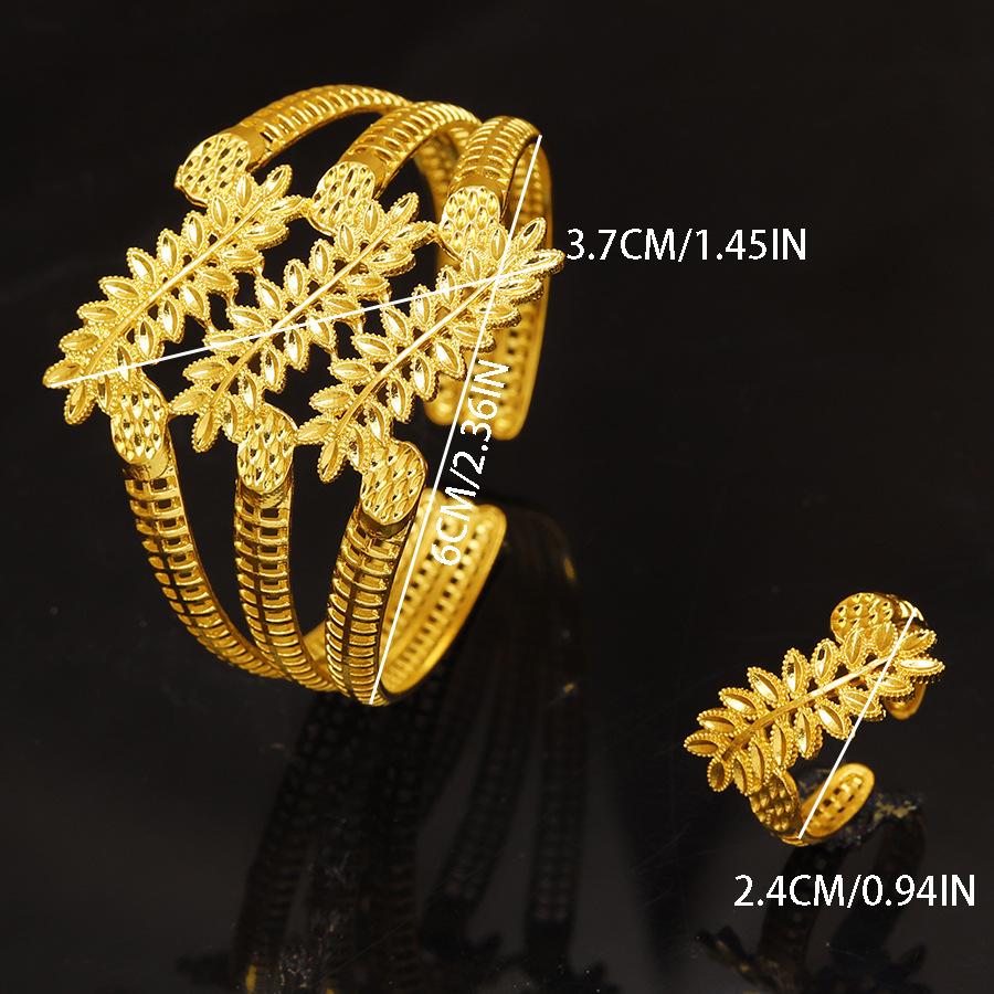 Dubai Bangles Ring Set For Women Indian Africa Lady Jewelry Ethiopian Gold Color Snake Cuff Bangles Wedding Bride Jewelry Gift