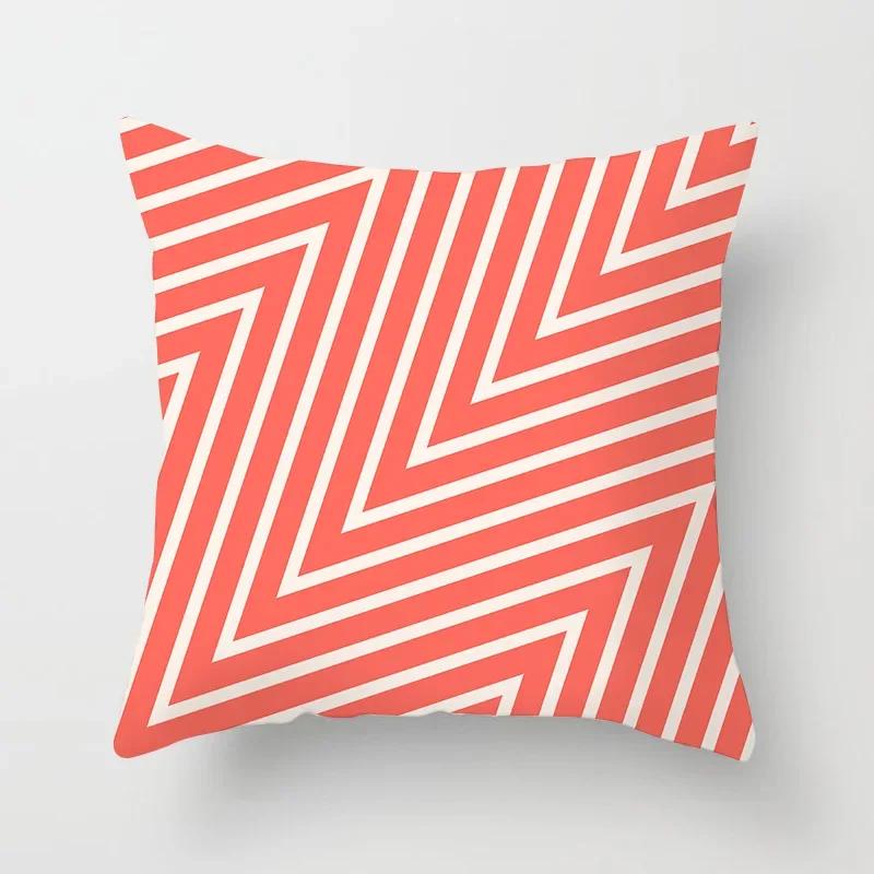 Modern Coral Red Cushion Covers Nordic Geometry Print Pillowcase Simple Pillowcase for Sofa Seats Livingroom Decorative 45*45cm