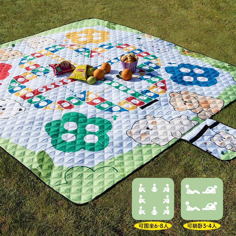 Familien-Picknickdecke Dicke Outdoor-Campingmatte Wasserdicht Feuchtigkeitsbeständig mit Brettspiel