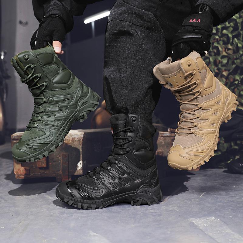Men's Tall Boots Wear-resistant Training Waterproof Outdoor Mountaineering Sports Special Forces Desert Combat Tactical