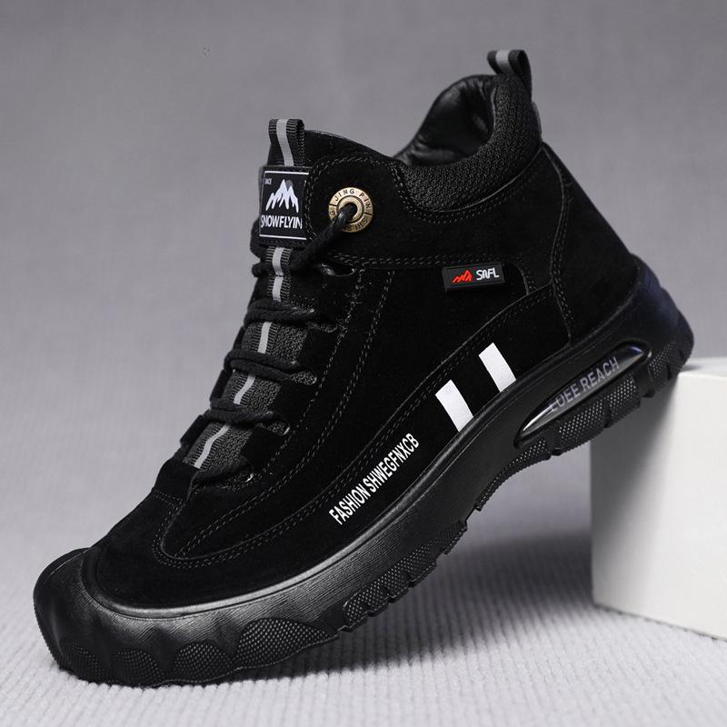 

Мужские ботинки осень-зима повседневные спортивные походные ботинки для мужчин рабочие износостойкие теплые удобные нескользящие мужские ботильоны 44 чёрный