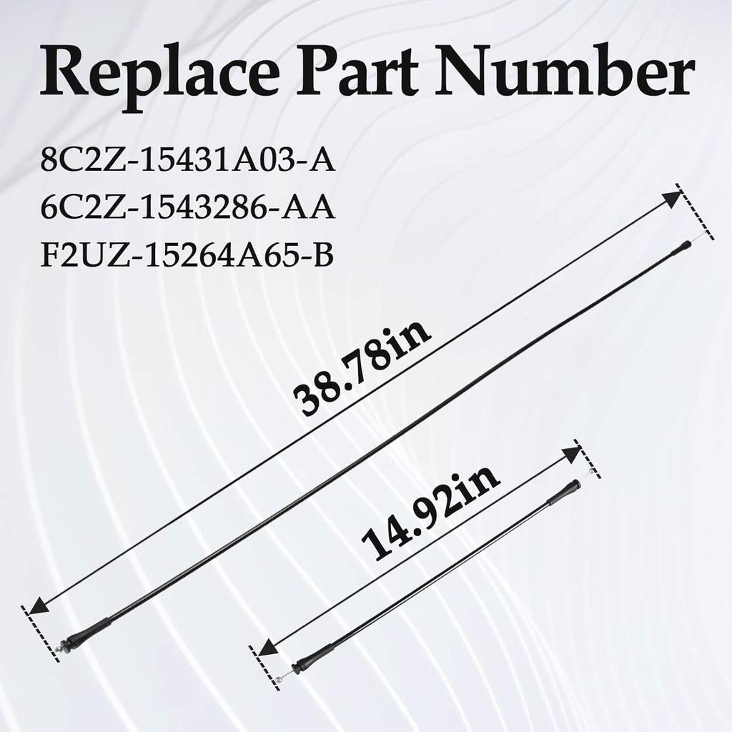Rear Left Cargo Door Upper & Lower Latch Release Cables Compatible With Ford E-150 E-250 E-350 1992- E-450 2002- Club Wagon Super Duty Replace#