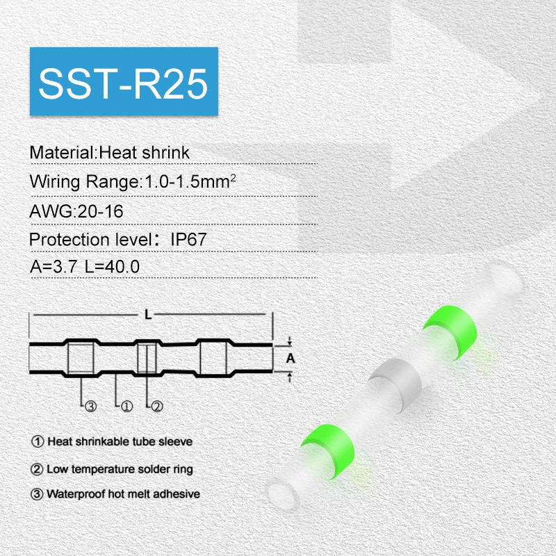 50PCS Heat Shrinkable Insulated Electrical Wire Terminals Butt Splice 3:1 Waterproof Solder Seal Wire Connectors