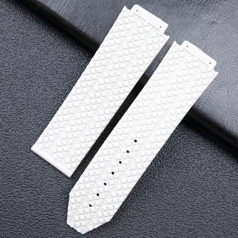 Weiches Naturkautschukarmband 24x17mm 26x19mm Konvexes Ende Hublot Armband Für Big Bang Serie Herren Armband Edelstahl Faltschließe