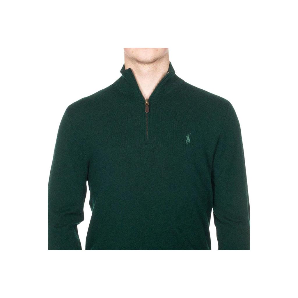 Polo Ralph Lauren Solid Color Pony Logo Embroidered Half-Zip Wool Knit Sweater Men Sweater Green MNPOSWE16820647-300